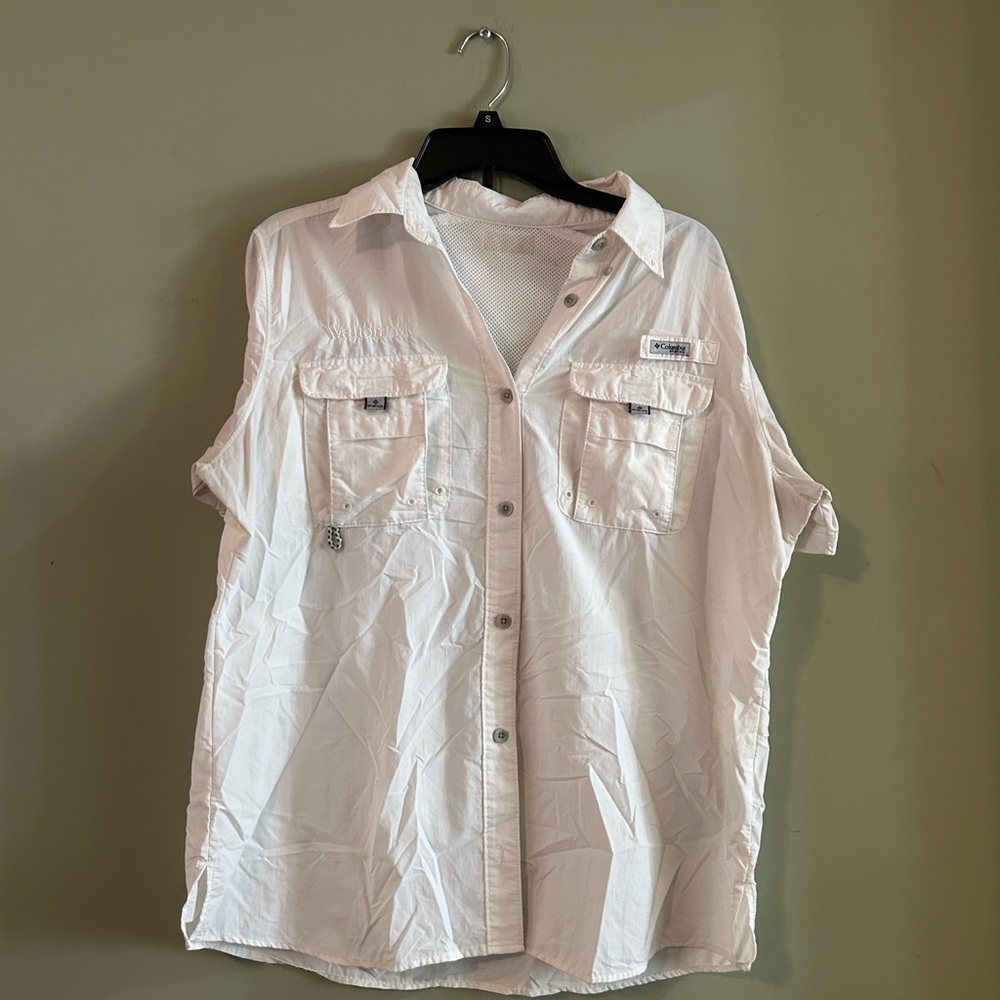 Columbia Cream Short-Sleeve Button-Up Shirt